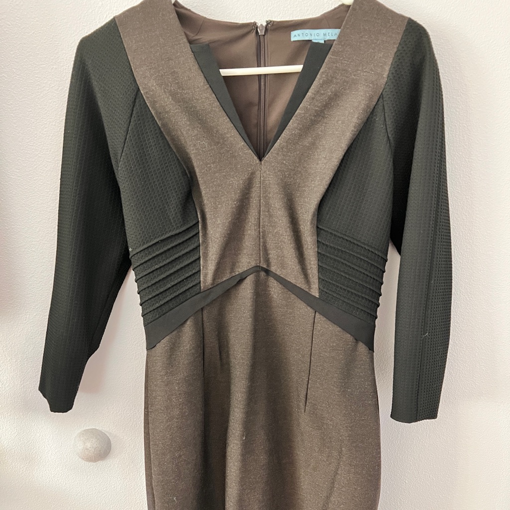 Antonio Melani || Brown & Black 3/4” Sleeve Dress. Sz. 2